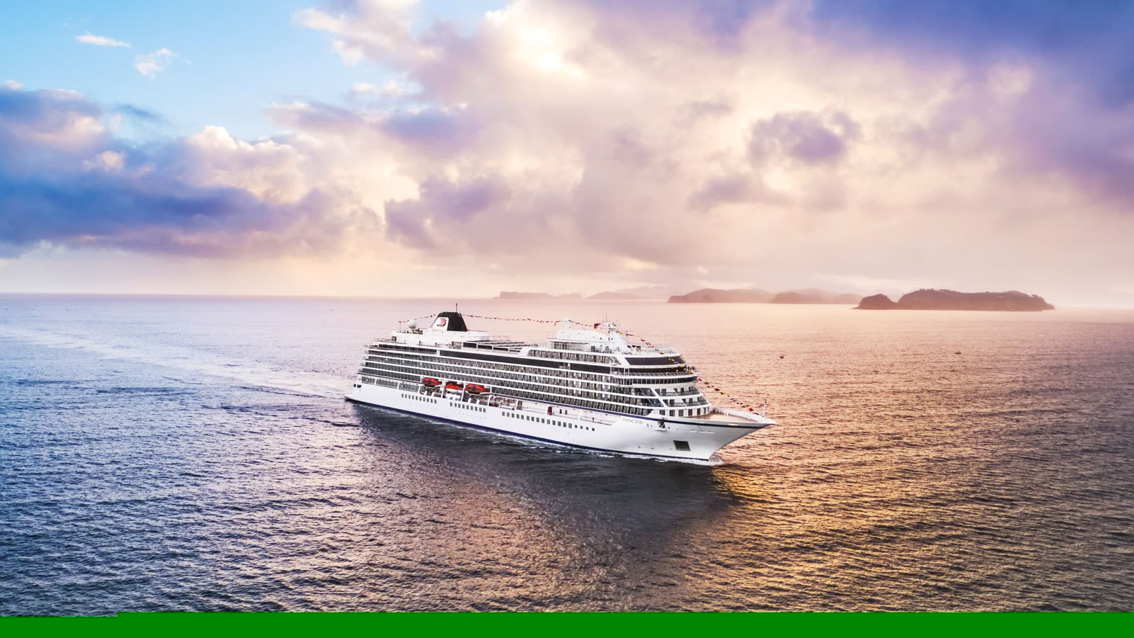 Ocean ship in a scenic bay